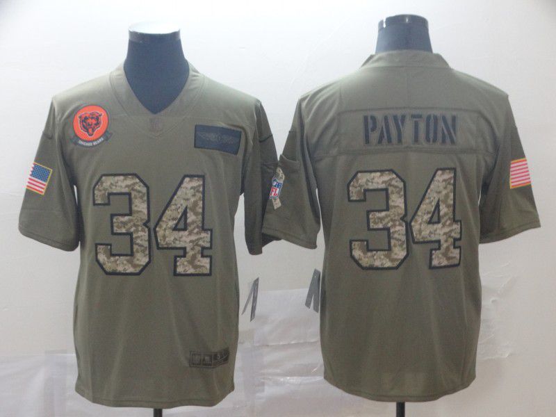 Men Chicago Bears #34 Payton Nike 2019 Olive Camo Salute to Service Limited NFL Jerseys->women nfl jersey->Women Jersey